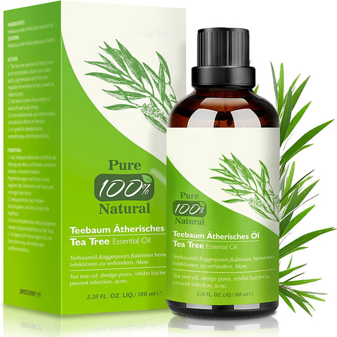Aceite De Árbol De Té 100% Natural,100 ML Aceite Esenciale-Aceite De Acné,Tea Tree Oil Puro, Perfumado,Tratamiento Antiacné Contra La Piel Y Cara Con Imperfecciones,Antipinillas