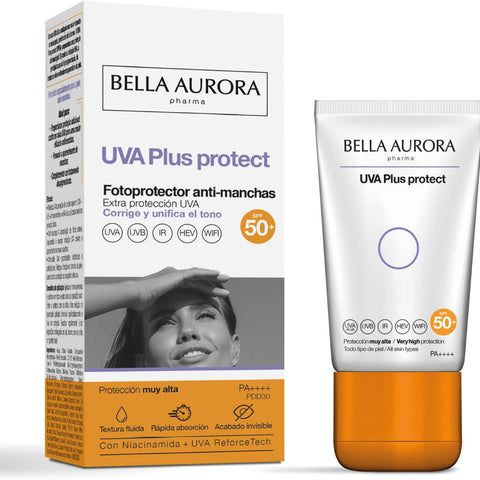 BELLA AURORA - UVA plus Protect, Protector Solar Facial Antimanchas SPF50+, Protección Solar Antimanchas Para Cualquier Tipo De Piel