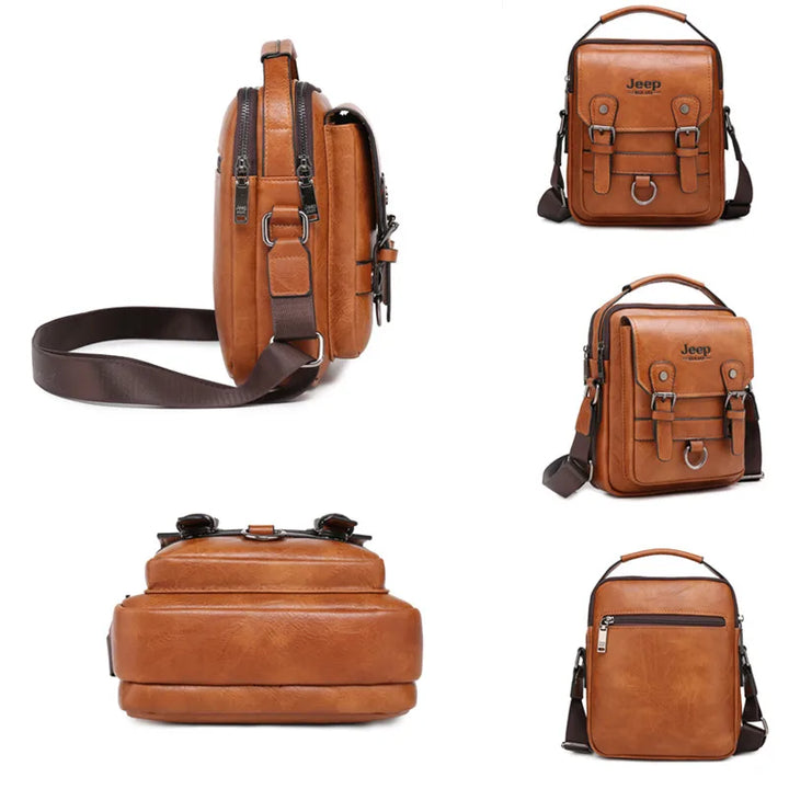 JEEP BULUO Bolso de Negocios Multifuncional para Hombre, Nuevo Bolso de Hombro para Hombre, Gran Capacidad, de Cuero, Tipo Mensajero, Bandolera, Gran Marca