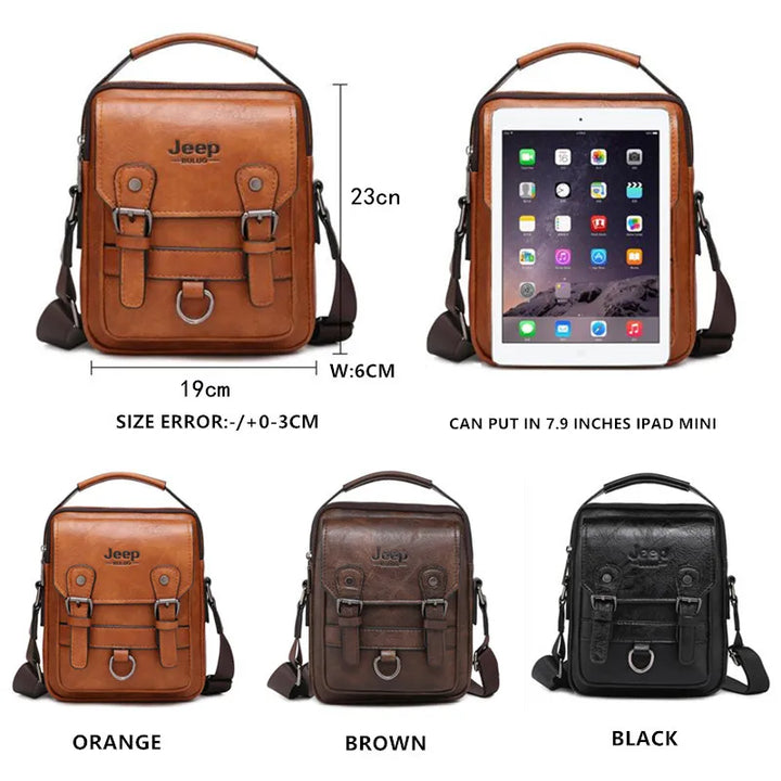 JEEP BULUO Bolso de Negocios Multifuncional para Hombre, Nuevo Bolso de Hombro para Hombre, Gran Capacidad, de Cuero, Tipo Mensajero, Bandolera, Gran Marca