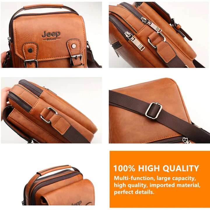 JEEP BULUO Bolso de Negocios Multifuncional para Hombre, Nuevo Bolso de Hombro para Hombre, Gran Capacidad, de Cuero, Tipo Mensajero, Bandolera, Gran Marca
