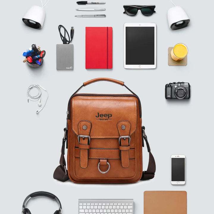 JEEP BULUO Bolso de Negocios Multifuncional para Hombre, Nuevo Bolso de Hombro para Hombre, Gran Capacidad, de Cuero, Tipo Mensajero, Bandolera, Gran Marca