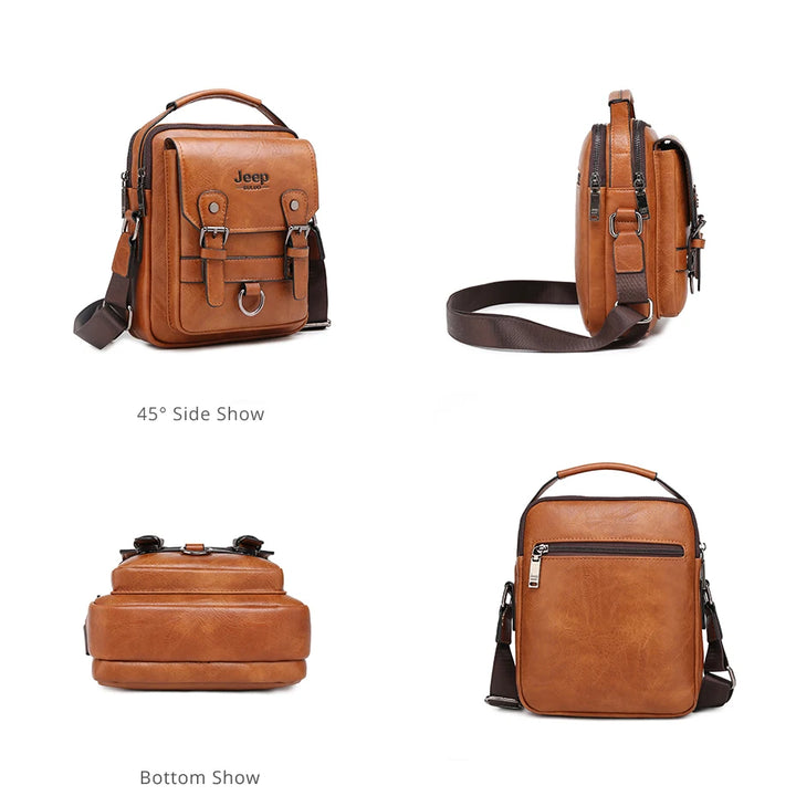 JEEP BULUO Bolso de Negocios Multifuncional para Hombre, Nuevo Bolso de Hombro para Hombre, Gran Capacidad, de Cuero, Tipo Mensajero, Bandolera, Gran Marca