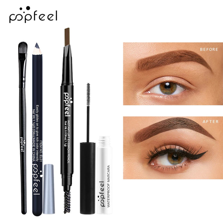 💄 POPFEEL Set de Maquillaje Completo - Paleta Sombras + Delineador + Máscara + Lápiz Cejas - Regalo Ideal para Mujeres