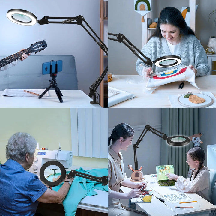 LUPA LED PROFESIONAL 10X - 72 Luces Ajustables + Soporte - ¡Precisión Perfecta para Soldadura y Belleza!