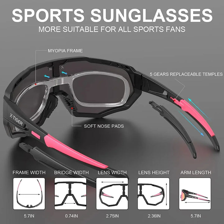 Gafas de Ciclismo X-TIGER Premium - 3 Lentes Intercambiables - Protección UV400