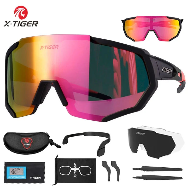 Gafas de Ciclismo X-TIGER Premium - 3 Lentes Intercambiables - Protección UV400