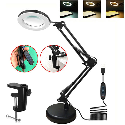 LUPA LED PROFESIONAL 10X - 72 Luces Ajustables + Soporte - ¡Precisión Perfecta para Soldadura y Belleza!