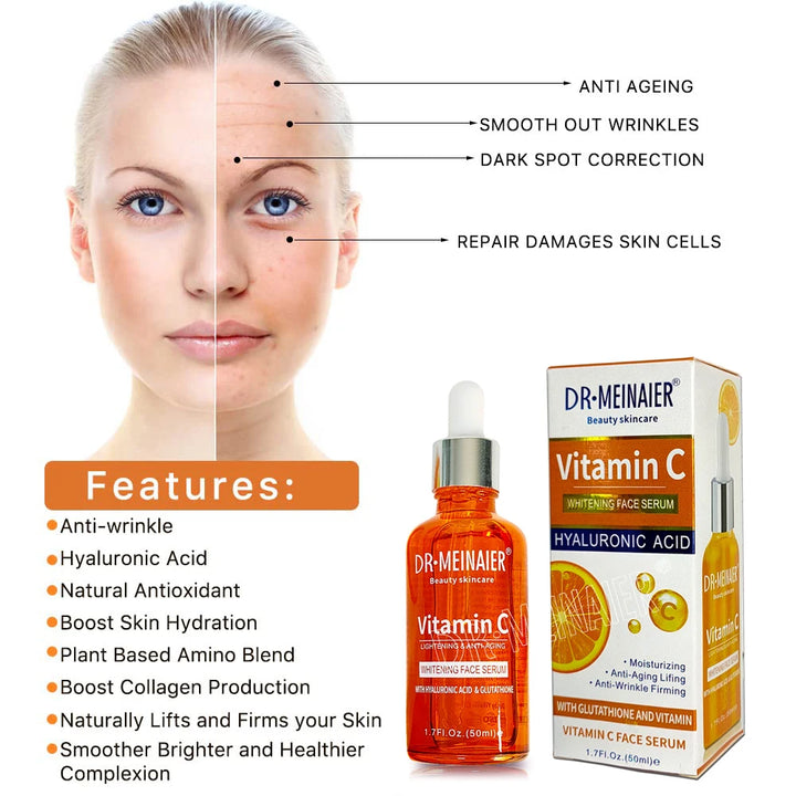 Sérum Facial Vitamina C 20% - Antiedad, Iluminador e Hidratante con Ácido Hialurónico