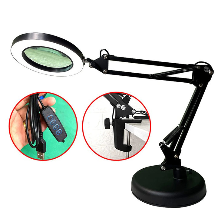 LUPA LED PROFESIONAL 10X - 72 Luces Ajustables + Soporte - ¡Precisión Perfecta para Soldadura y Belleza!