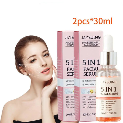 Sérum Facial 5 en 1 - Vitamina C + Ácido Hialurónico | Hidratante, Minimiza Poros y Luminosidad