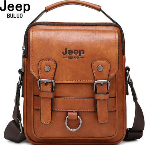 JEEP BULUO Bolso de Negocios Multifuncional para Hombre, Nuevo Bolso de Hombro para Hombre, Gran Capacidad, de Cuero, Tipo Mensajero, Bandolera, Gran Marca