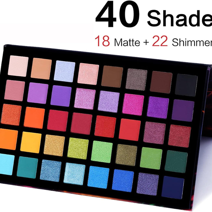 Paletas De Sombras De Ojos Profesionales - 40 Coloridas Paletas De Maquillaje Larga Duración - Sombra De Ojos Brillantes Y Mate - Crear Belleza