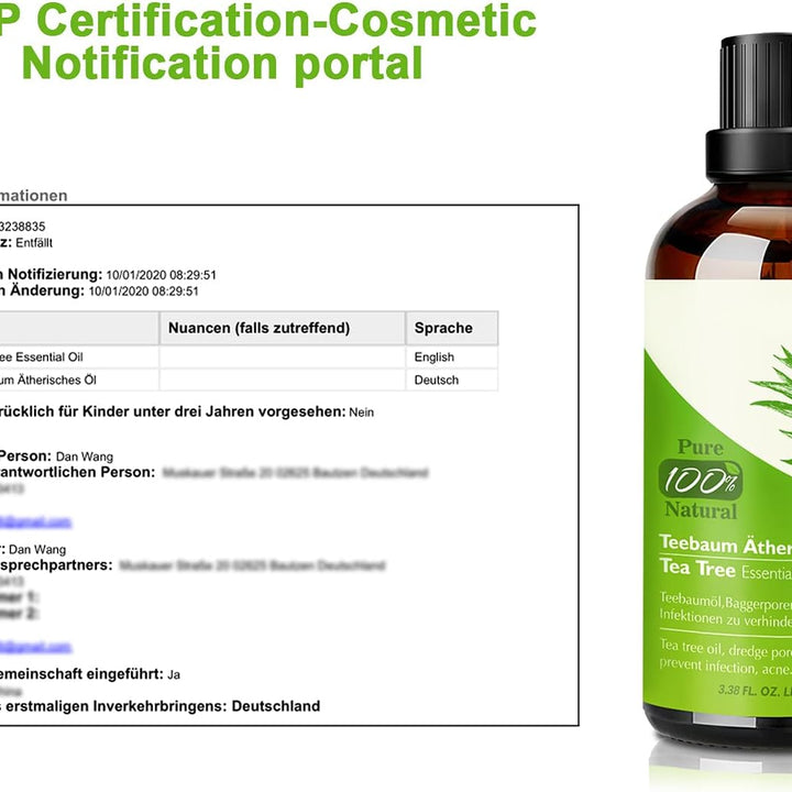 Aceite De Árbol De Té 100% Natural,100 ML Aceite Esenciale-Aceite De Acné,Tea Tree Oil Puro, Perfumado,Tratamiento Antiacné Contra La Piel Y Cara Con Imperfecciones,Antipinillas